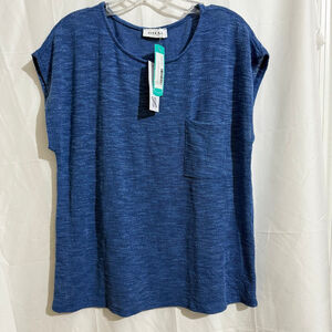 Women's Gilli Rachel Crew Neck Pocket Short Sleeve Tee Blue L